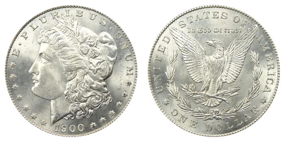 1900 Morgan silver dollar obverse and reverse